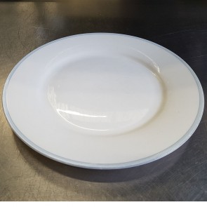Ceramic Dining Plate with Grey Rim