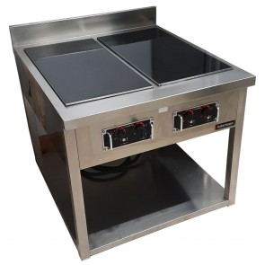 Used Cooktek 4 Induction Hobs with Stainless Steel Table
