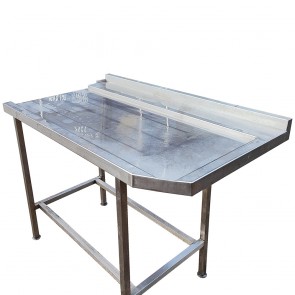 Cut off steel pass through table