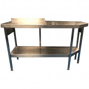 Stainless Steel Table with angled corner and bottom shelf 
