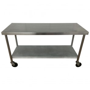 Stainless steel table and shelf unit on wheels