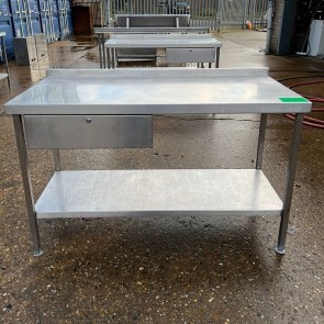 120CM STAINLESS STEEL TABLE WITH BOTTOM SHELF WITH RIGHT SIDE DRAW