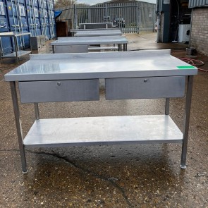 140CM STAINLESS STEEL TABLE AND BOTTOM WITH 2 DRAWS